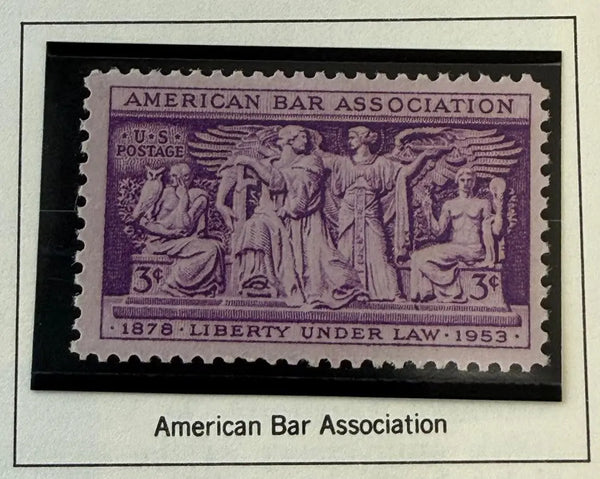 1953 U.S. 3¢ American Bar Association 75th Anniversary Stamp – Historic Legal Commemorative Heritage Pastime