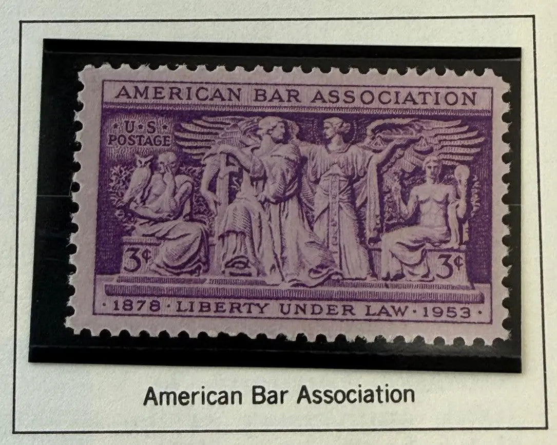 1953 U.S. 3¢ American Bar Association 75th Anniversary Stamp – Historic Legal Commemorative Heritage Pastime