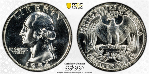 1954 Washington Quarter 25¢ – PCGS PR67 Proof Silver Coin | Superb Gem 90% Silver Issue Heritage Pastime