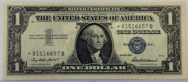 1957 $1 Silver Certificate STAR Note – Blue Seal – “In God We Trust” – Replacement Note Heritage Pastime