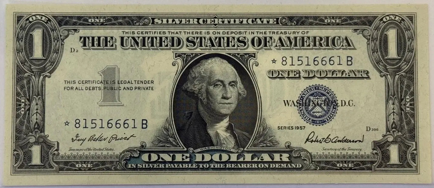 1957-B $1 Silver Certificate STAR Note – Blue Seal – Washington – Replacement Note Heritage Pastime