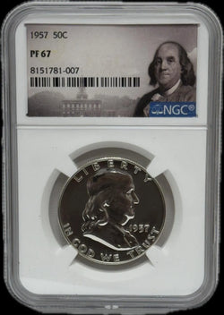 1957 Franklin Silver Proof Half Dollar NGC PF67 – Sharp, Near-Perfect Condition