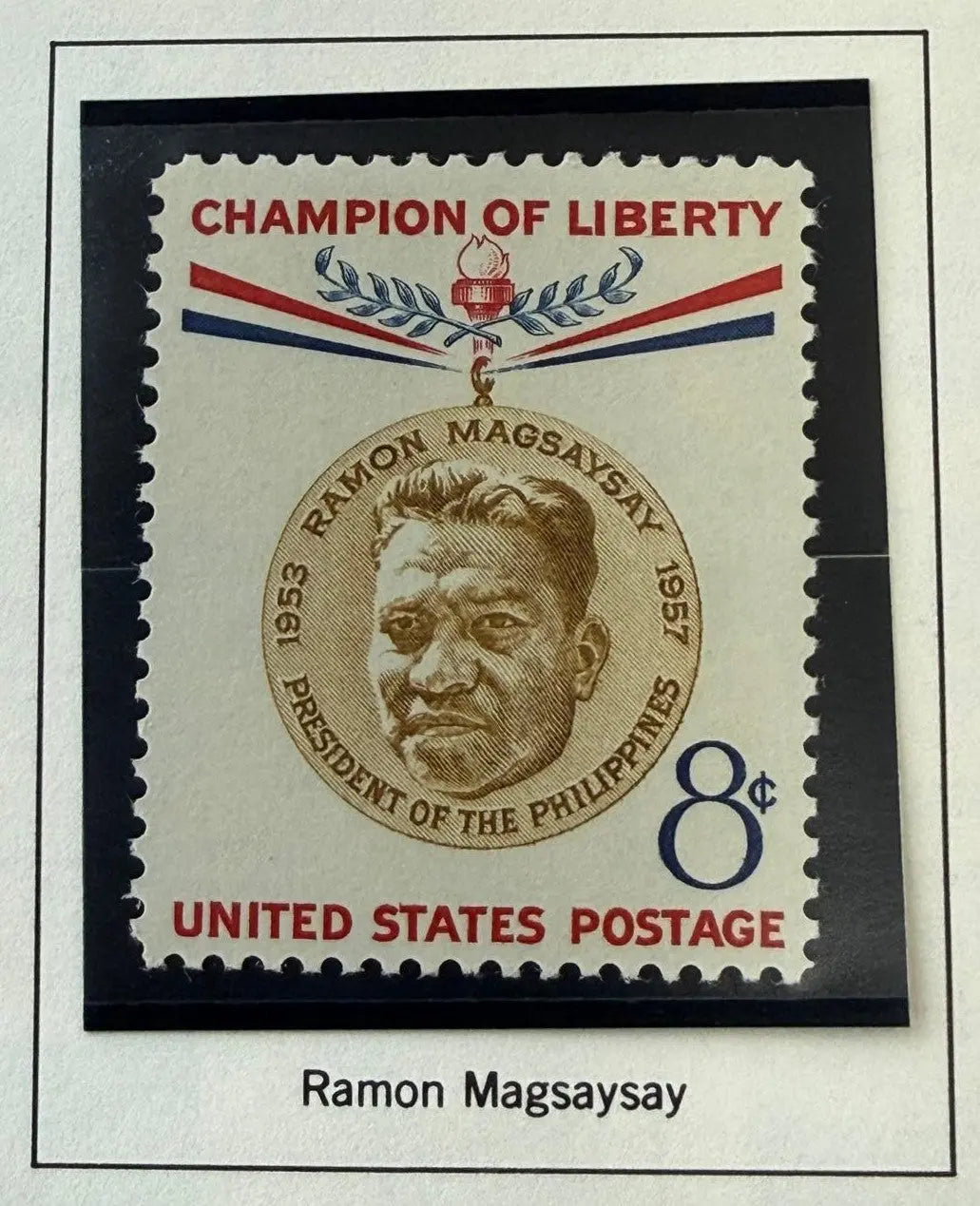 1957 U.S. 3¢ Ramon Magsaysay Commemorative Stamp – Philippines President Tribute Collectible Heritage Pastime