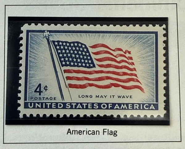 1957 U.S. 4¢ “Long May It Wave” Flag Stamp – Patriotic American Commemorative Collectible Heritage Pastime