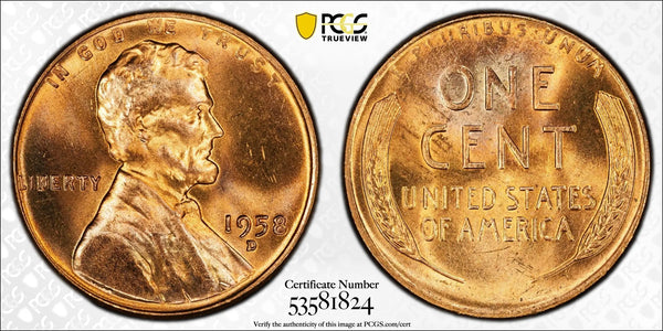 1958-D Lincoln Wheat Cent 1C – PCGS MS64RD (Red) | Final Year Wheat Cent Gem Heritage Pastime