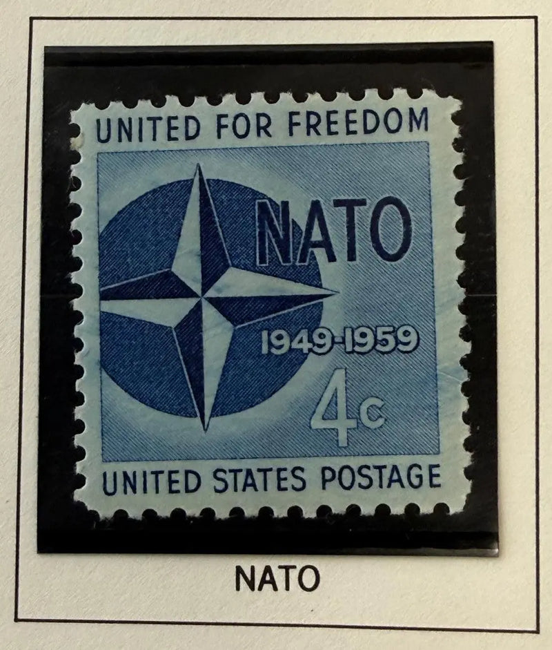 1959 U.S. 4¢ NATO 10th Anniversary Stamp – Cold War Alliance Commemorative Collectible Heritage Pastime