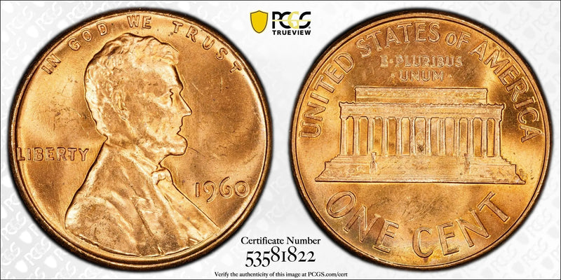 1960 Lincoln Cent Large Date 1C – PCGS MS64RD | Brilliant Red Copper Variety Heritage Pastime