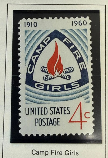 1960 U.S. 4¢ Camp Fire Girls 50th Anniversary Stamp – Youth Organization Commemorative Heritage Pastime