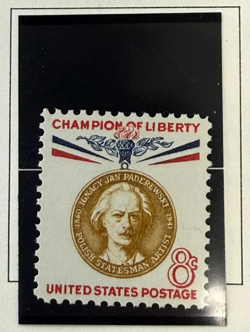 1960 U.S. 4¢ Ignacy Jan Paderewski Stamp – Champions of Liberty Series Historic Commemorative Heritage Pastime