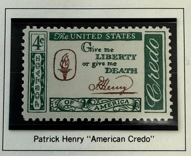 1960 U.S. 4¢ Patrick Henry “Give Me Liberty or Give Me Death” Stamp – American Credo Series Patriotic Collectible Heritage Pastime