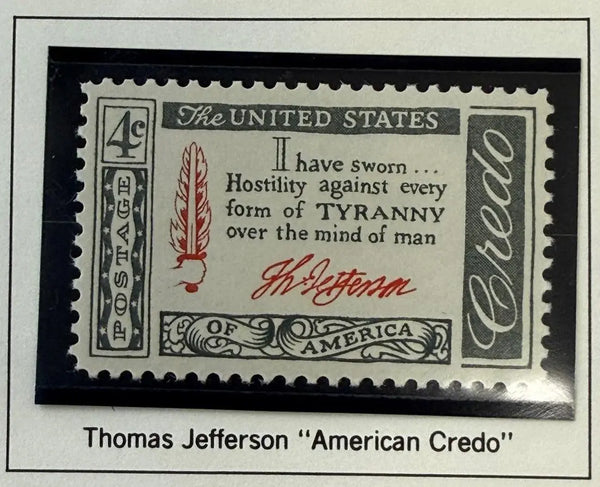 1960 U.S. 4¢ Thomas Jefferson Quote Stamp – American Credo Series Patriotic Commemorative Heritage Pastime