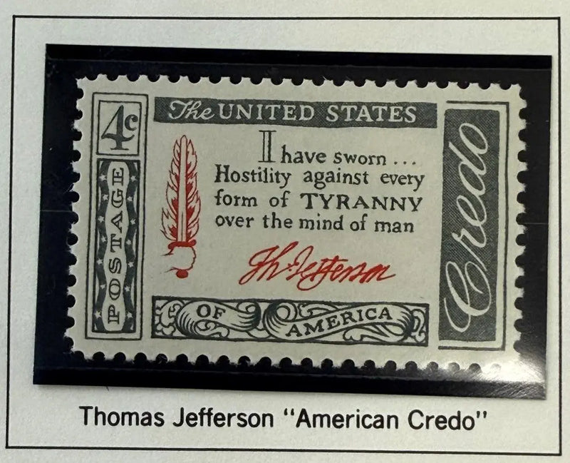1960 U.S. 4¢ Thomas Jefferson Quote Stamp – American Credo Series Patriotic Commemorative Heritage Pastime