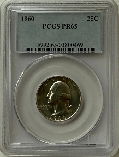 1960 Washington Quarter PCGS PR65 – Silver Proof Coin (90% Silver) Heritage Pastime