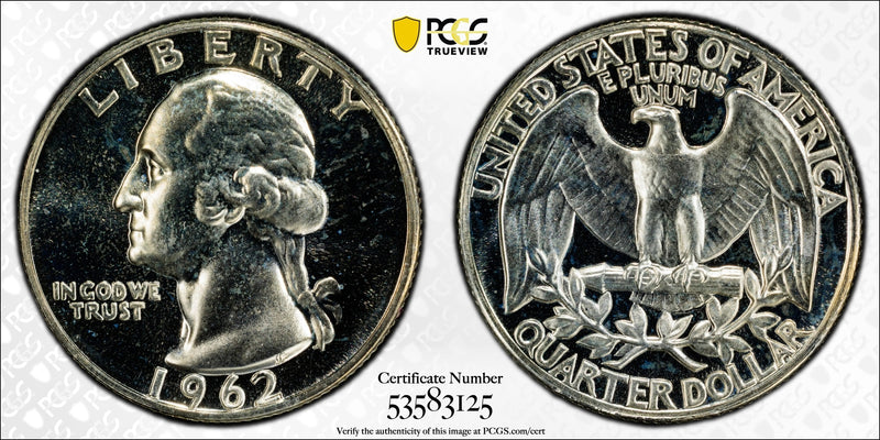 1962 Washington Quarter 25¢ – PCGS PR66 Proof Silver Coin | High-Grade 90% Silver Issue Heritage Pastime