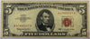 1963 $5 United States Note – Red Seal Legal Tender – Lincoln – Circulated Vintage Currency Heritage Pastime