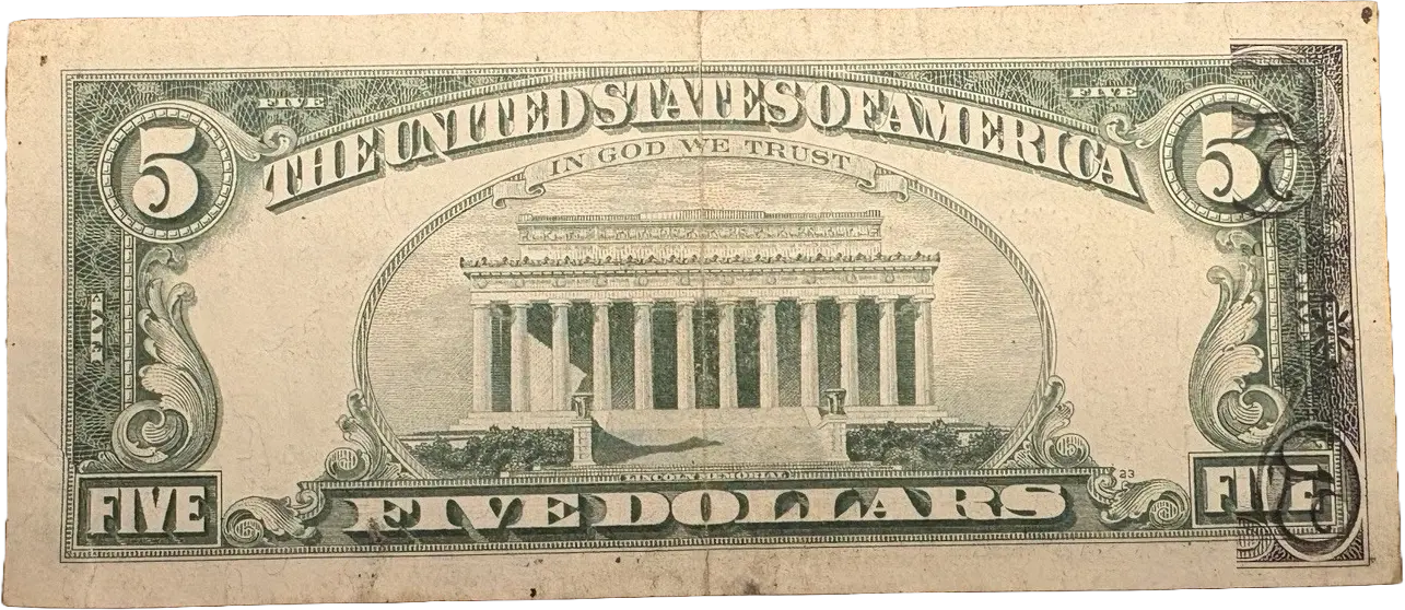 1963A $5 note. ERROR! Printing on reverse! RARE! Coin Hub