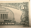 1963A $5 note. ERROR! Printing on reverse! RARE! Heritage Pastime