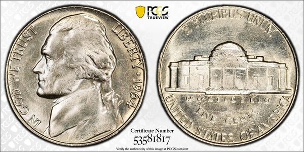 1964 Jefferson Nickel 5C – PCGS MS64 | Near-Gem Classic U.S. Coin Heritage Pastime