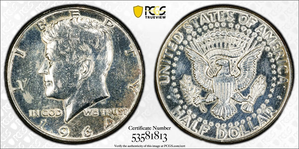 1964 Kennedy Half Dollar 50C – PCGS Genuine AU Details (Cleaned) | 90% Silver First-Year Issue Heritage Pastime