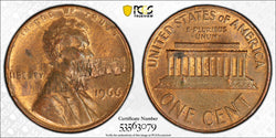 1966 Lincoln Cent 1C – PCGS MS62RB Obverse Lamination Error | Rare Mint Error Coin