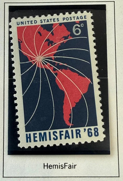 1968 U.S. 6¢ HemisFair ’68 Stamp – San Antonio World’s Fair Commemorative Heritage Pastime