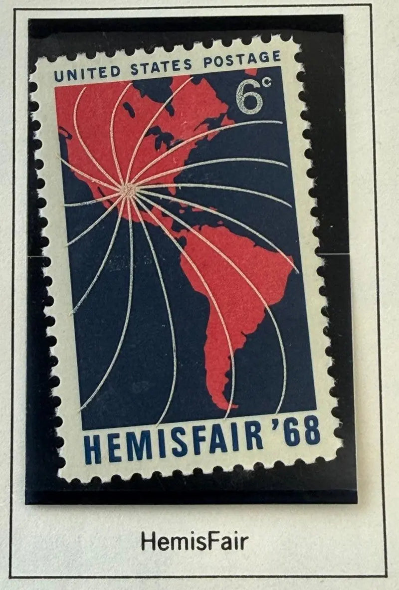 1968 U.S. 6¢ HemisFair ’68 Stamp – San Antonio World’s Fair Commemorative Heritage Pastime