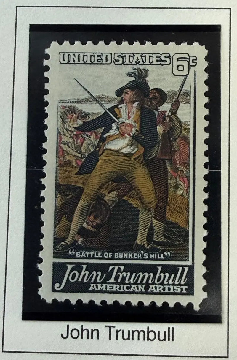 1968 United States 6¢ “The Battle of Bunker’s Hill” by John Trumbull Stamp – Scott #1356 | Revolutionary War Tribute Heritage Pastime