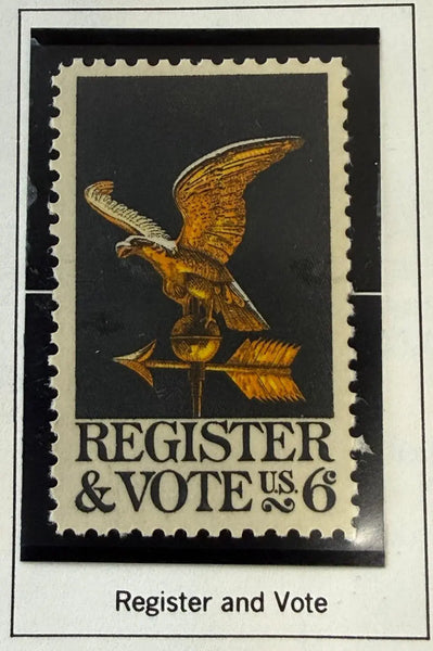 1968 United States Scott #1344 “Register & Vote” 6¢ Postage Stamp – Historic Civic Engagement Issue | Vintage U.S. Collectible Heritage Pastime