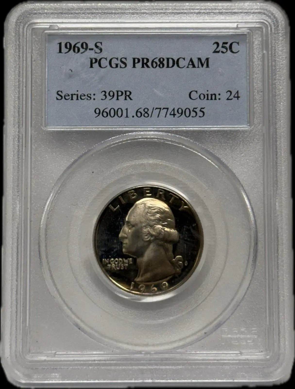 1969-S Quarter PCGS PR68DCAM – Beautifully Preserved Proof Coin with Deep Cameo Finish Heritage Pastime