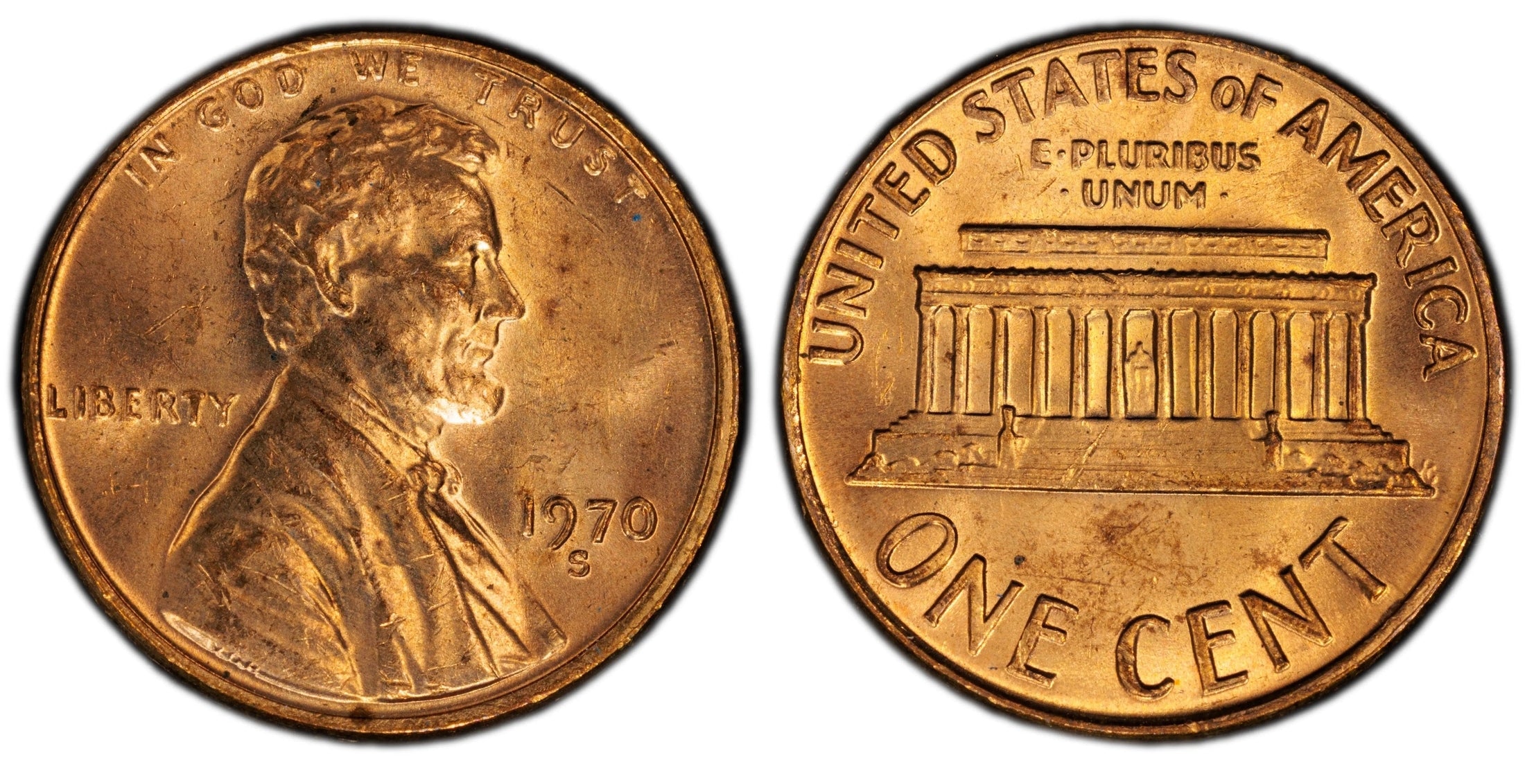 1970-S Lincoln Memorial Cent (Large Date) – PCGS MS63RD | San Francisco Mint | Brilliant Red Copper Coin Heritage Pastime