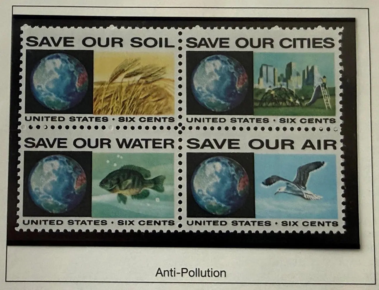 1970 United States 6¢ Anti-Pollution Stamp Set of 4 – Environmental Awareness Series | Scott #1419–1422 Heritage Pastime