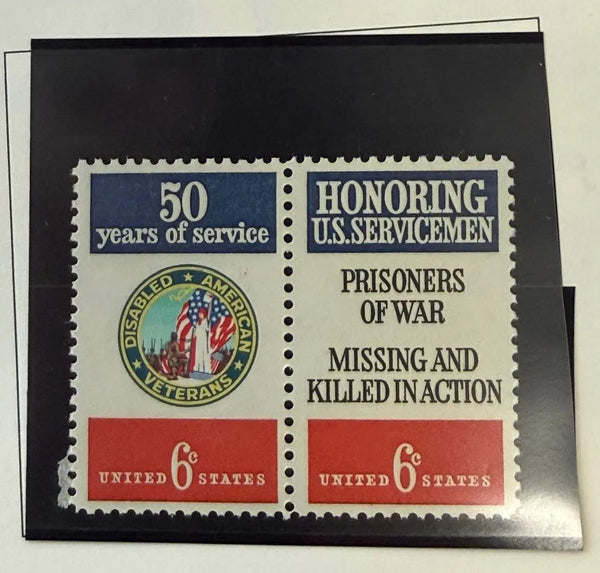 1970 United States 6¢ Disabled American Veterans & U.S. Servicemen Stamp Set of 2 – Scott #1422–1423 | Military Tribute Issue Heritage Pastime