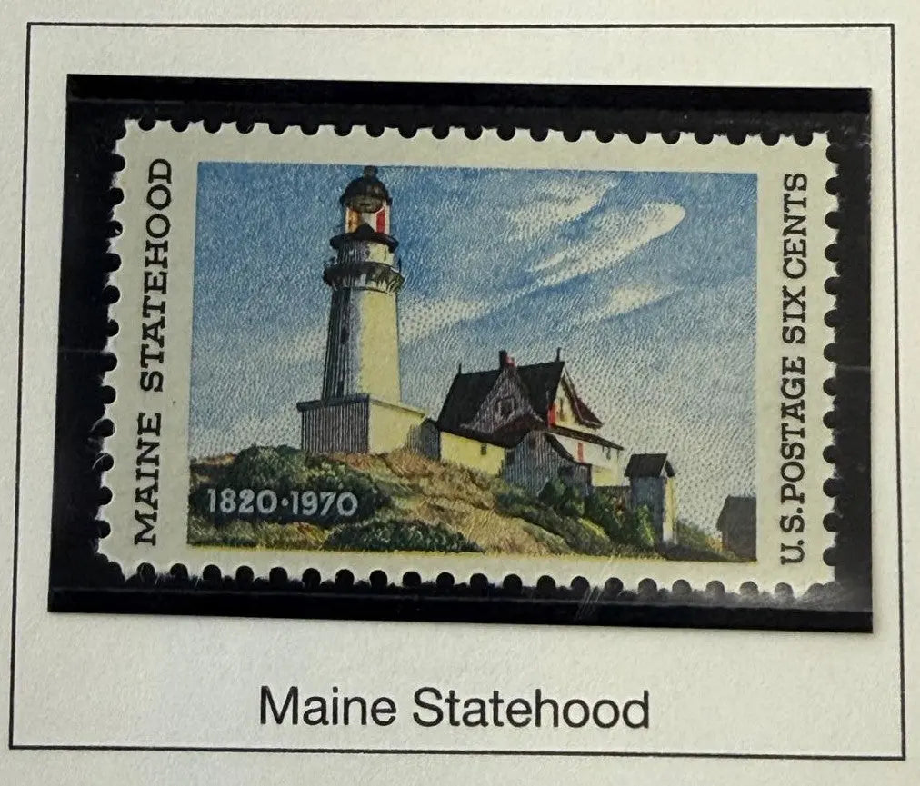1970 United States 6¢ Maine Statehood Lighthouse Stamp – Scott #1391 | Sesquicentennial Issue Heritage Pastime