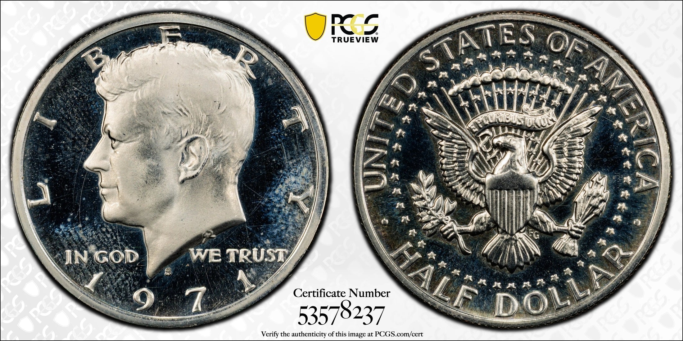 1971-S Kennedy Half Dollar – PCGS PR66 Cameo (CAM) | Proof Clad Half Dollar | High-Grade Cameo Contrast Coin Heritage Pastime