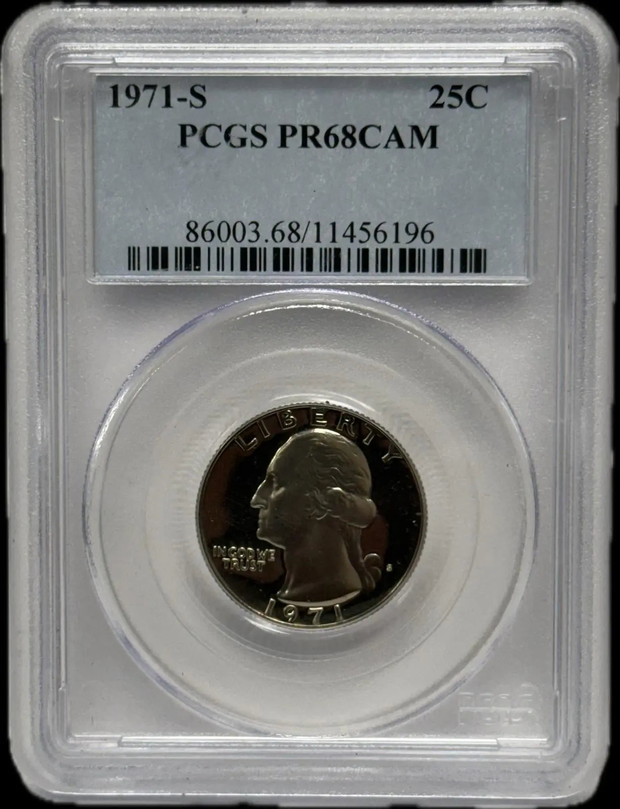 1971-S Washington Quarter 25¢ PCGS PR68 Cameo – San Francisco Mint Proof Silver Coin Heritage Pastime