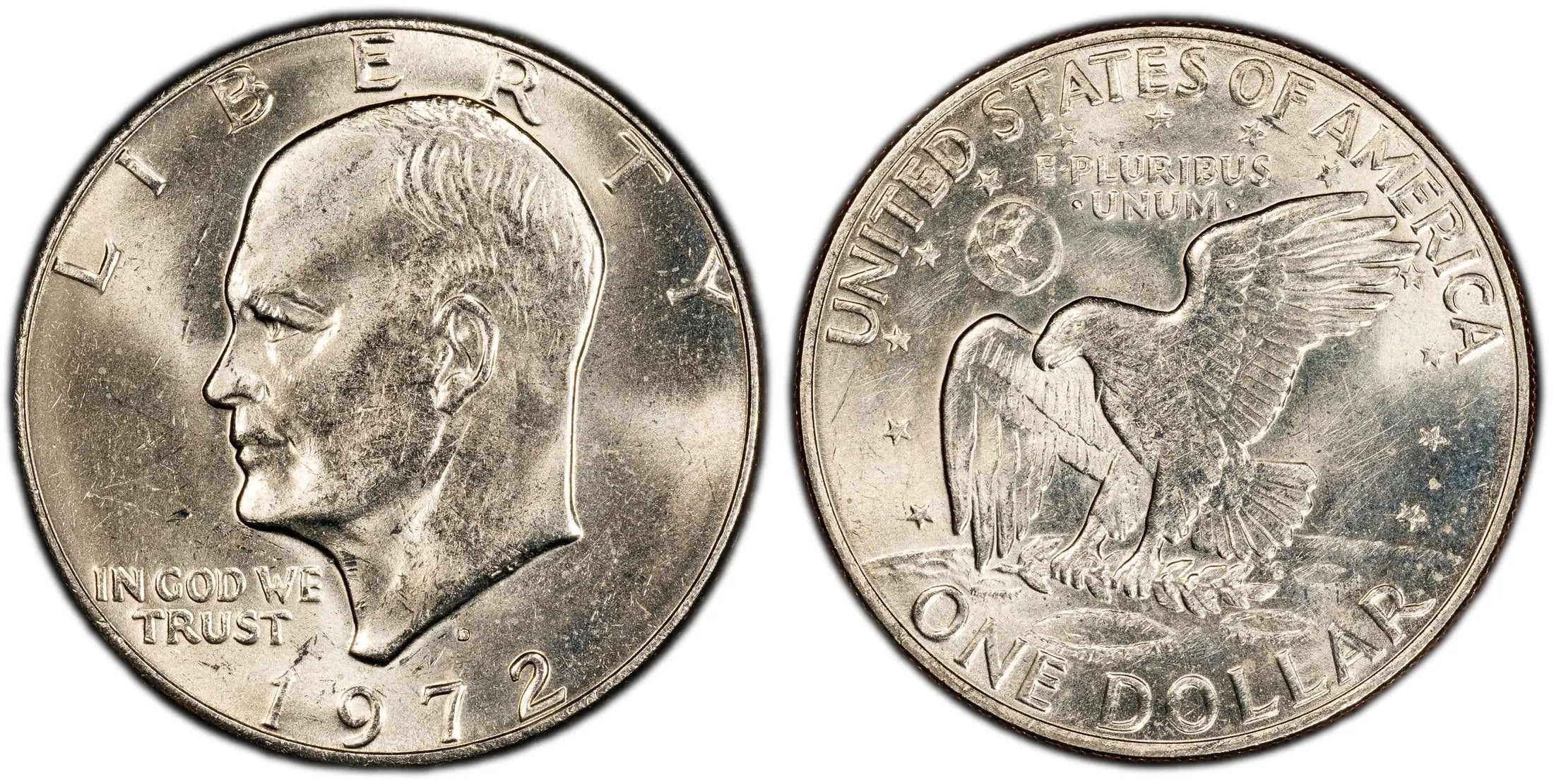 1972-D Eisenhower Dollar $1 – PCGS Genuine UNC Details (Cleaned) | Classic Large Dollar Coin Heritage Pastime