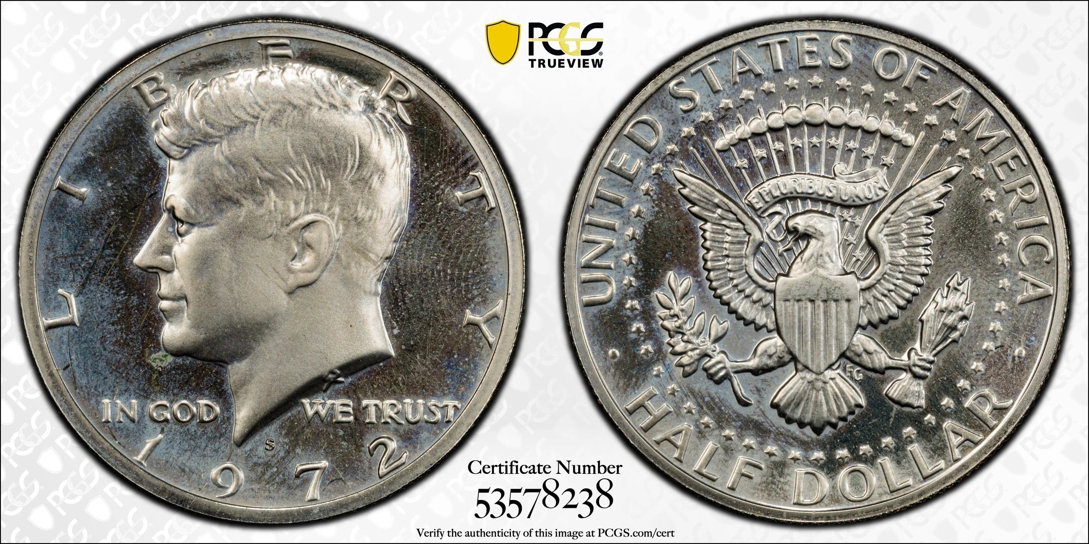 1972-S Kennedy Half Dollar – PCGS PR66 Cameo (CAM) | Proof Clad Half Dollar | High-Grade Certified U.S. Coin Heritage Pastime