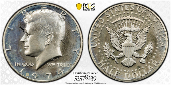 1974-S Kennedy Half Dollar – PCGS PR66 Cameo (CAM) | Proof Clad Half Dollar | San Francisco Mint Certified Coin Heritage Pastime