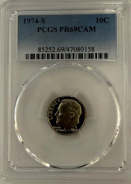 1974-S Roosevelt Dime PCGS PR69CAM – Near-Perfect Cameo Proof Coin Heritage Pastime