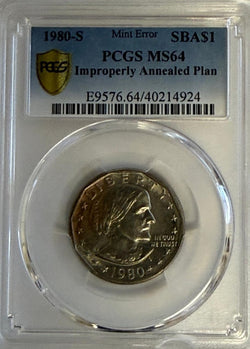 1980-S Susan B. Anthony Dollar Improperly Annealed Error PCGS MS64 – Rare Red Toned Mint Error Coin