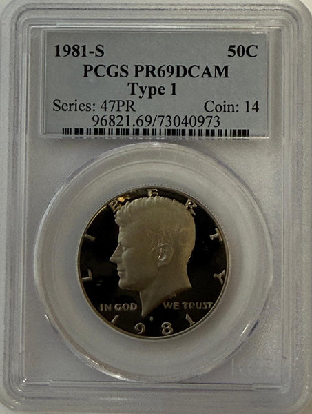 1981-S Kennedy Half Dollar – PCGS PR69DCAM Type 1 | Deep Cameo Proof | Series 47PR Coin 14