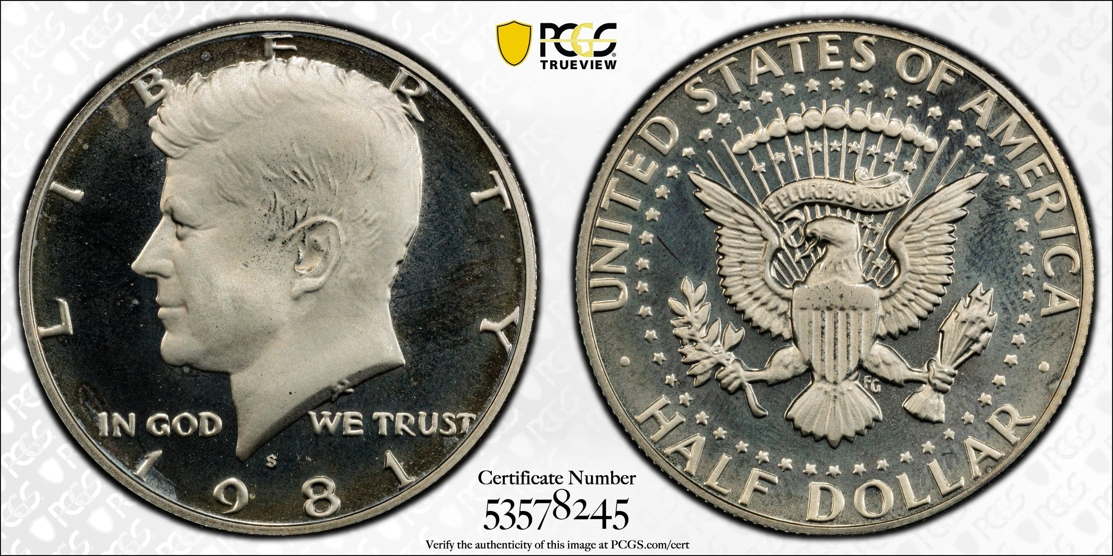 1981-S Kennedy Half Dollar Type 2 – PCGS PR67 Deep Cameo (DCAM) | Proof Clad Half Dollar | High-Grade Certified U.S. Coin Heritage Pastime
