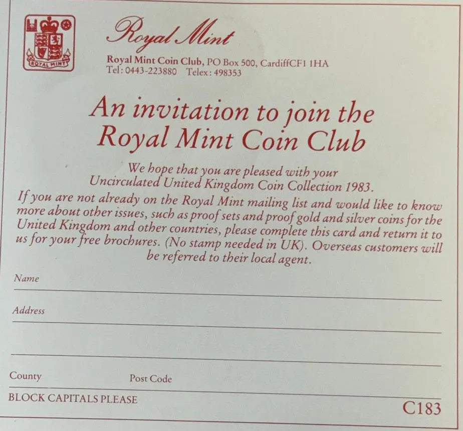 1983 United Kingdom Uncirculated Coin Collection – Royal Mint Original Set Heritage Pastime