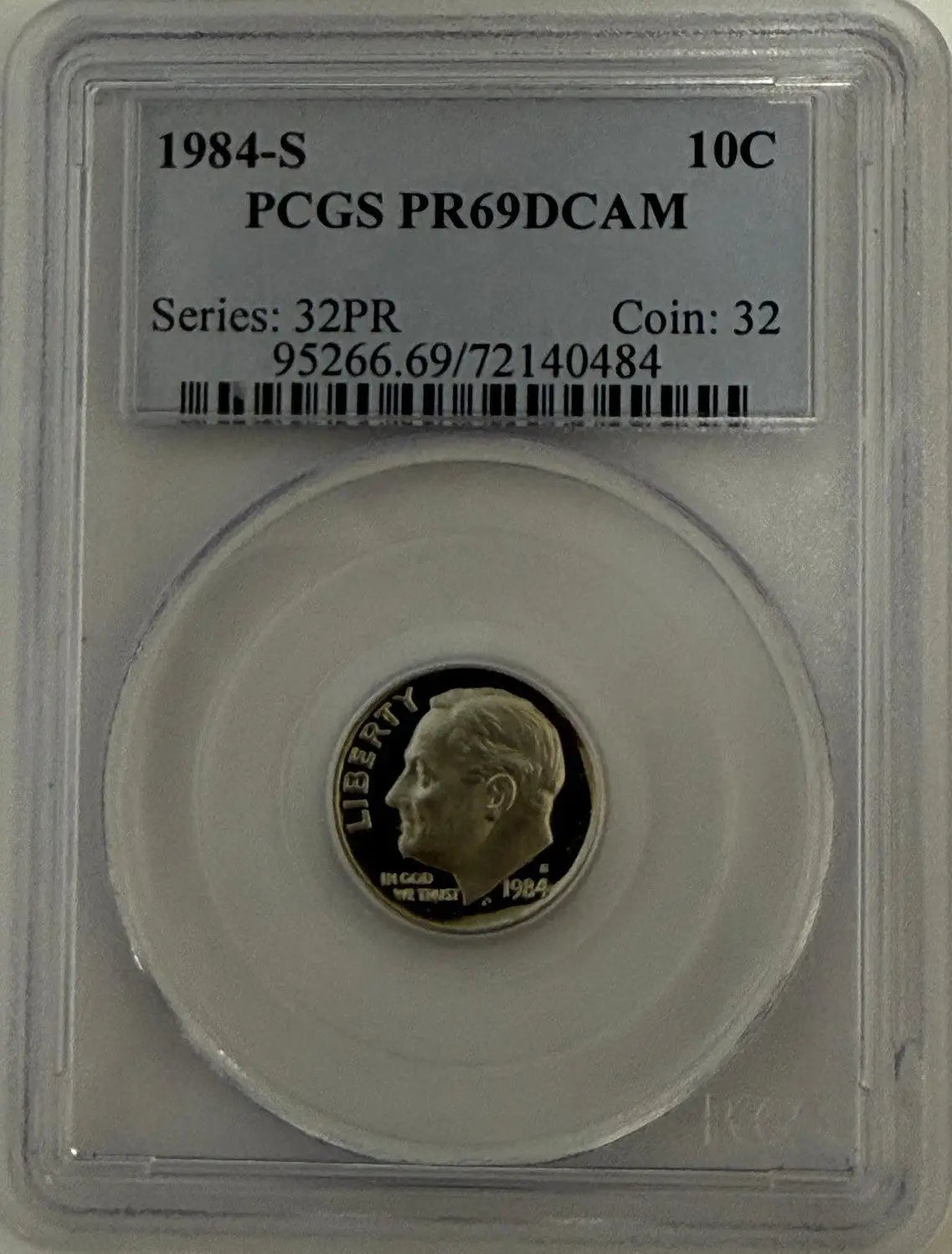 1984-S Roosevelt Dime PCGS PR69DCAM – Deep Cameo Proof Gem | Series 32PR Coin #32 Heritage Pastime
