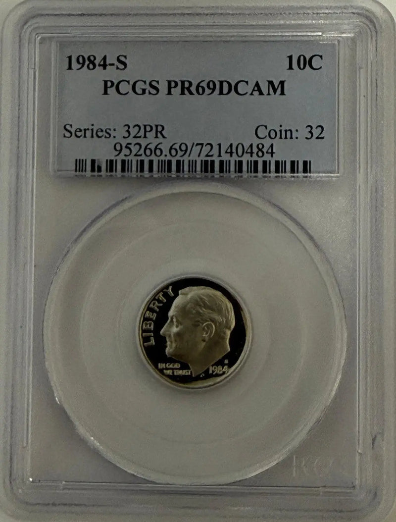 1984-S Roosevelt Dime PCGS PR69DCAM – Deep Cameo Proof Gem | Series 32PR Coin #32 Heritage Pastime