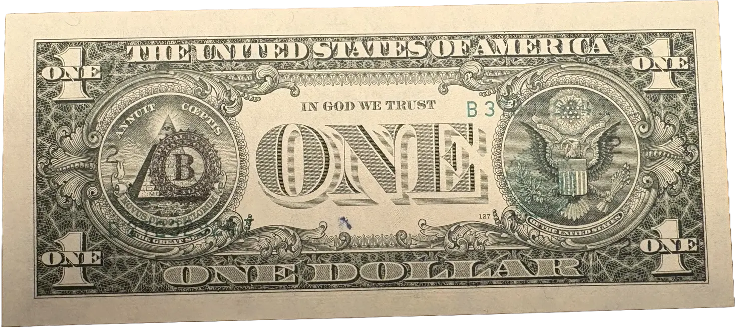 1985 $1 ERROR Note. Great Condition! Serial number and seal on reverse. RARE! Coin Hub