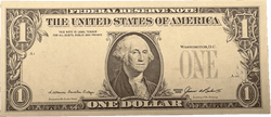 1985 $1 ERROR Note. Great Condition! Serial number and seal on reverse. RARE!