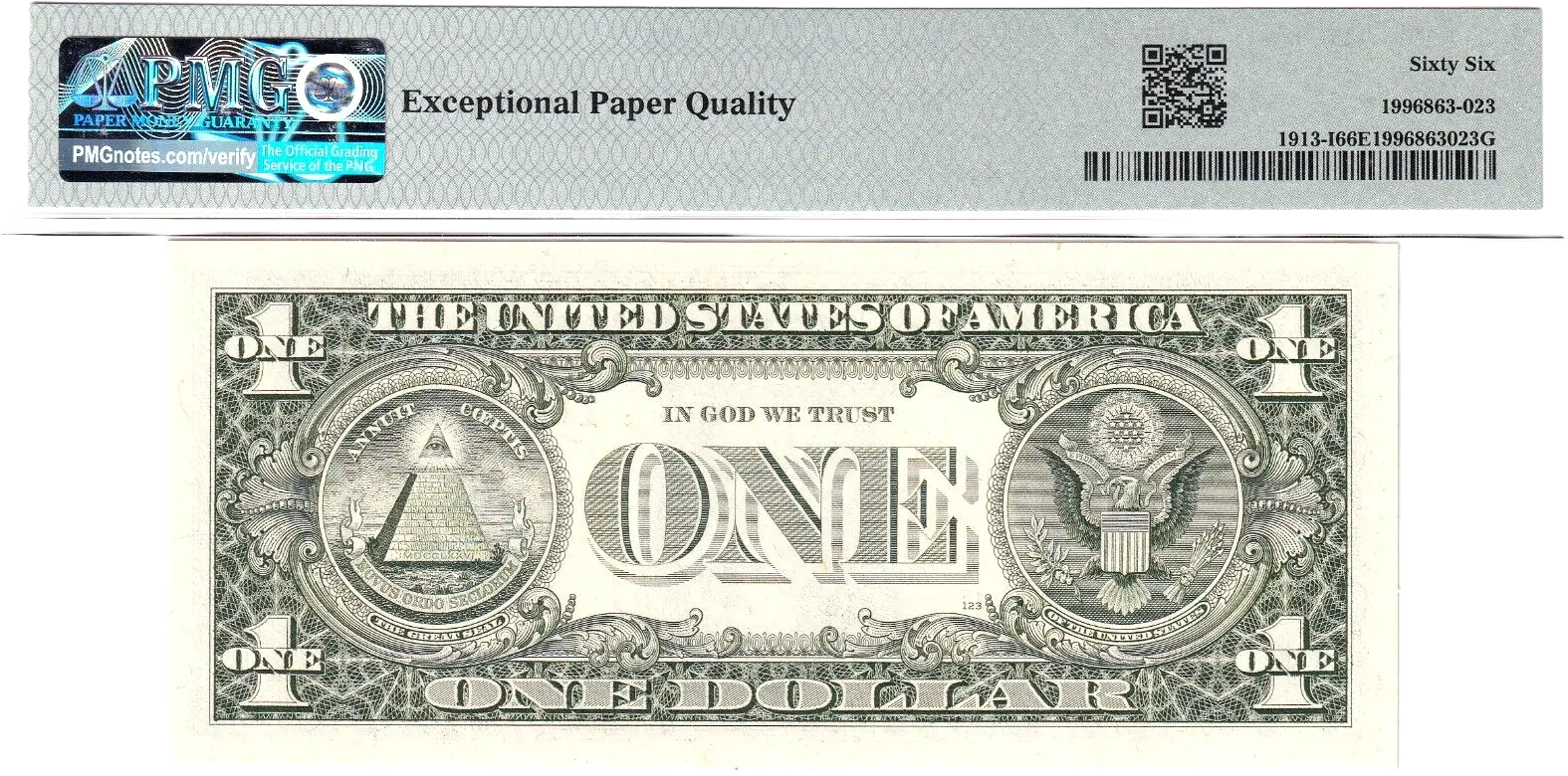 1985 $1 FRN PMG 66EPQ Fancy 0/6 BINARY RADAR REPEATER Serial #I06600660B Coin Hub