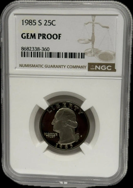 1985-S Washington Quarter 25¢ – Gem Proof – Stunning, Pristine Condition Heritage Pastime