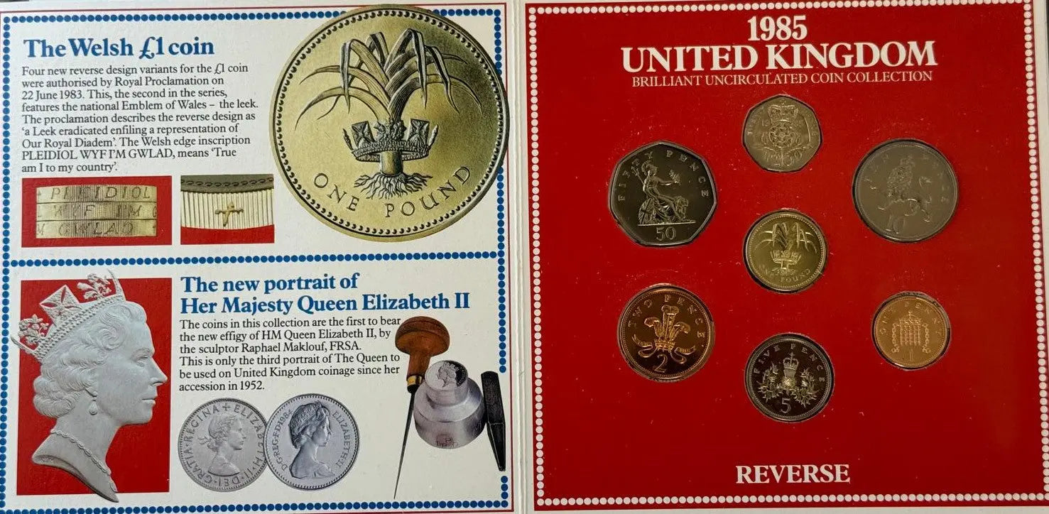 1985 United Kingdom Brilliant Uncirculated Coin Collection – Royal Mint Original Set Heritage Pastime